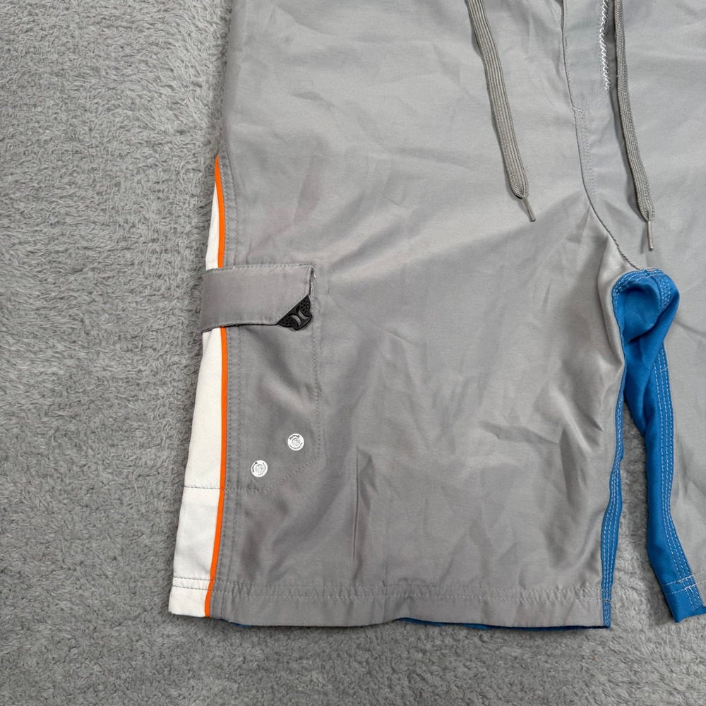 Hurley Mens Board Shorts Size 36 Grey Blue Orange Colorblock Cargo Swim Trunks - Picture 7 of 12
